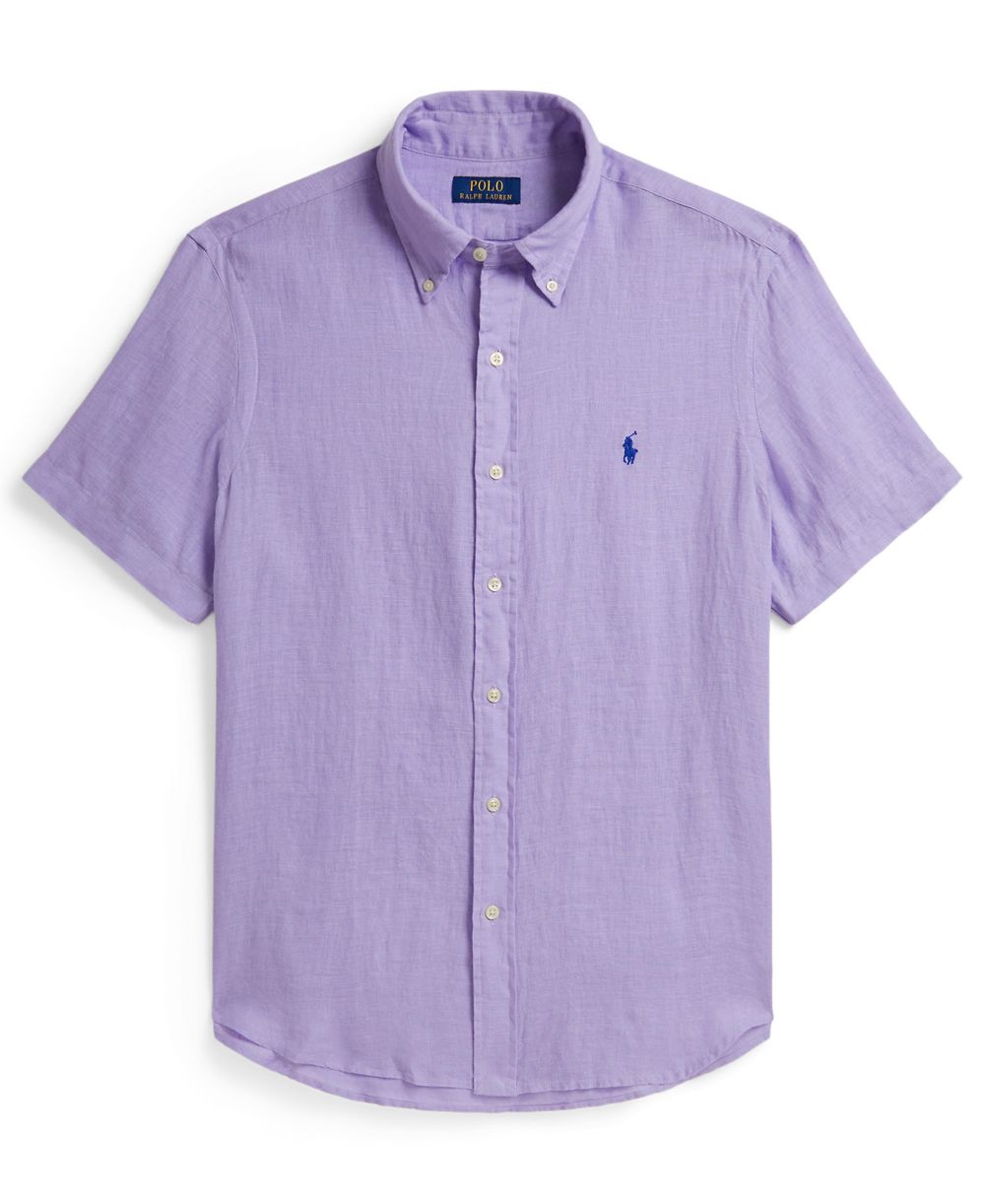Men's Short-Sleeve Linen Button-Up Shirt