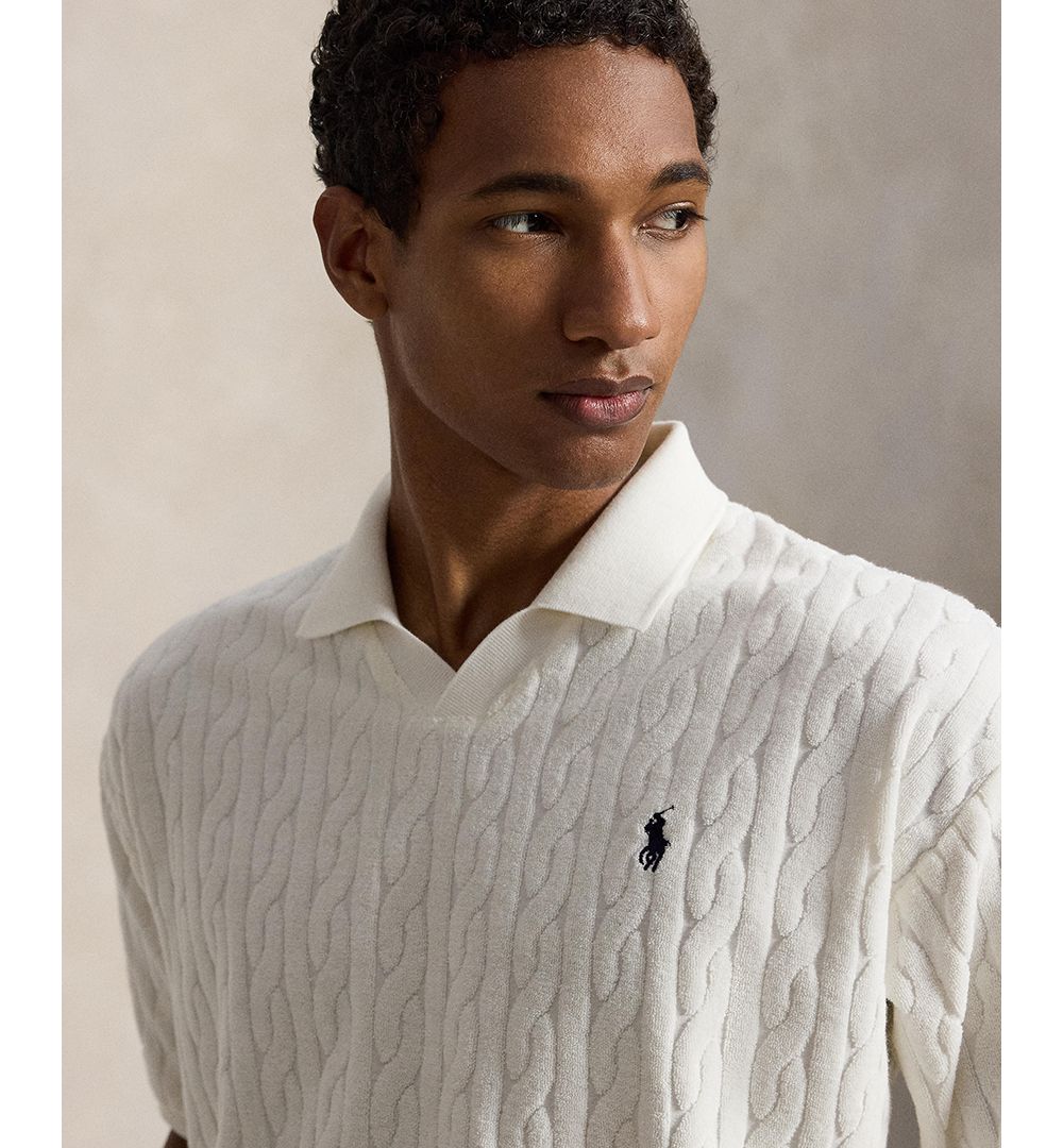 Men's Classic-Fit Cable-Knit Terry Polo Shirt