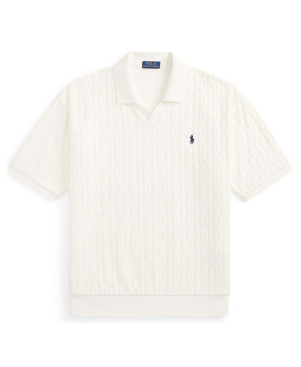 Men's Classic-Fit Cable-Knit Terry Polo Shirt