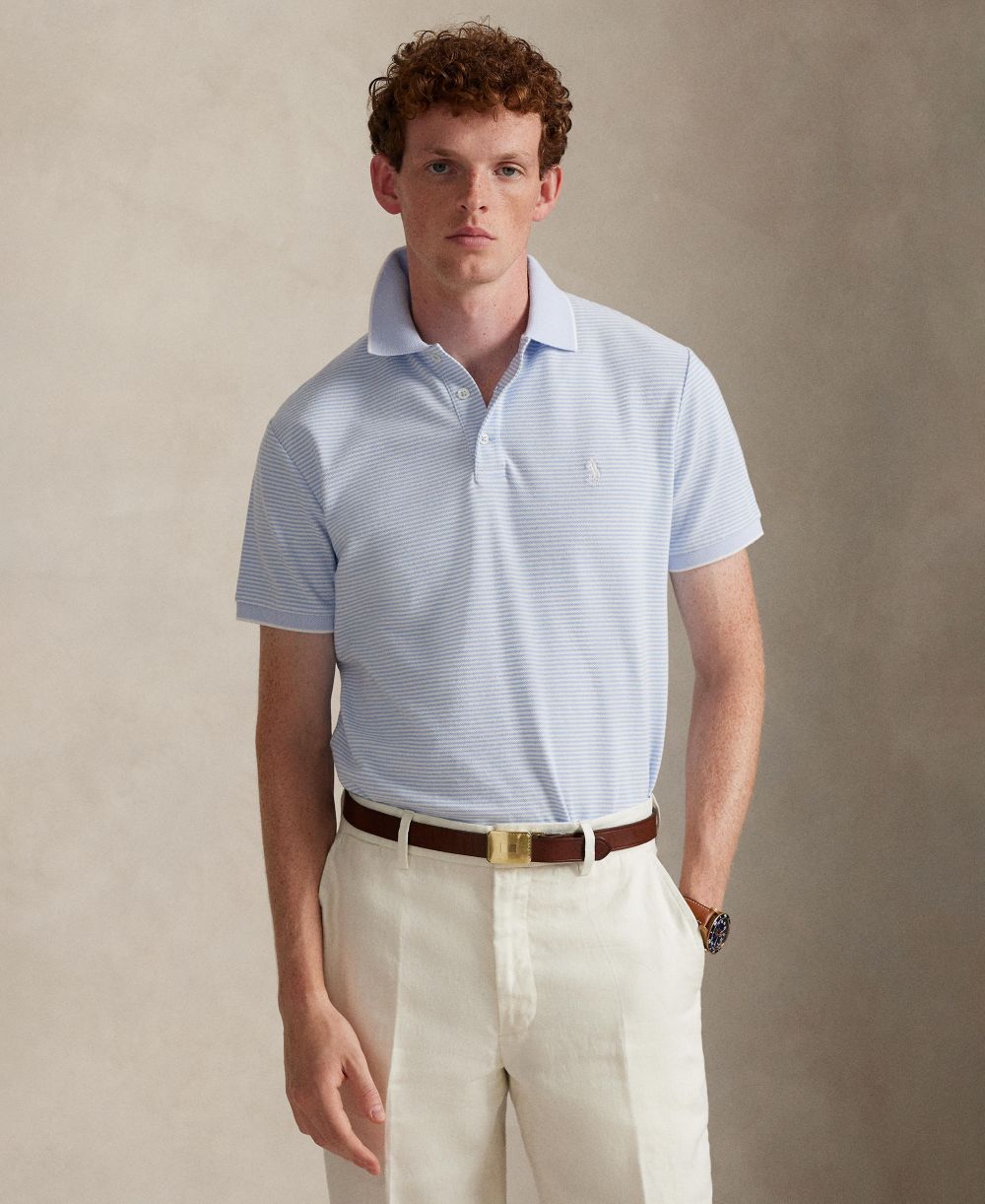Men's Classic-Fit Stretch Oxford Mesh Polo Shirt