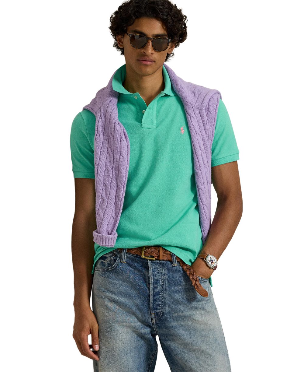 Men's Custom Slim-Fit Mesh Polo Shirt