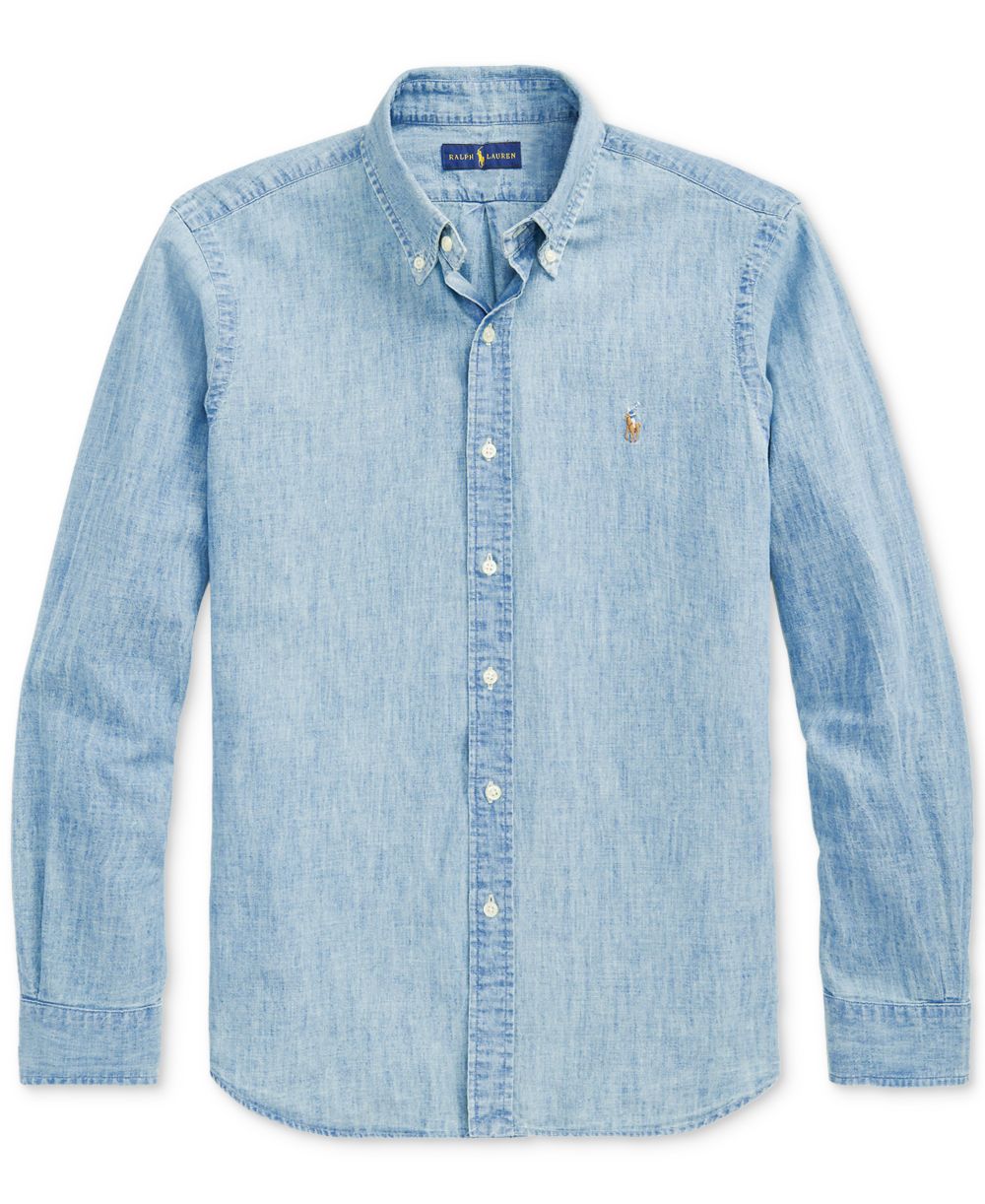 Men's Long Sleeve Classic-Fit Chambray Shirt