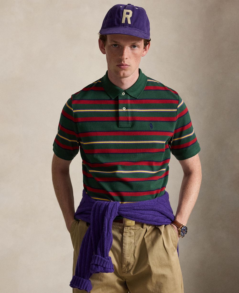 Men's Classic-Fit Stripe Mesh Polo Shirt