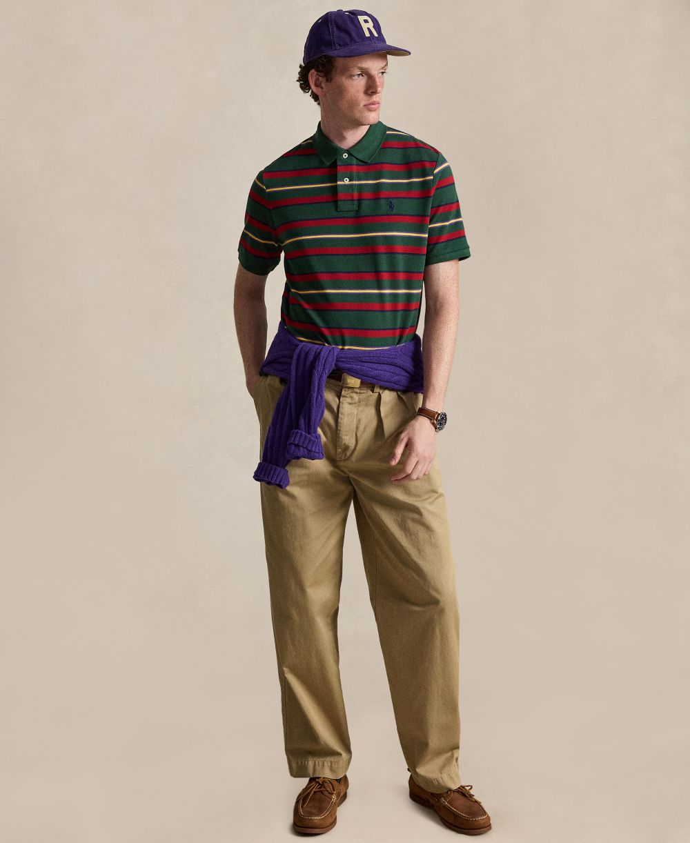 Men's Classic-Fit Stripe Mesh Polo Shirt