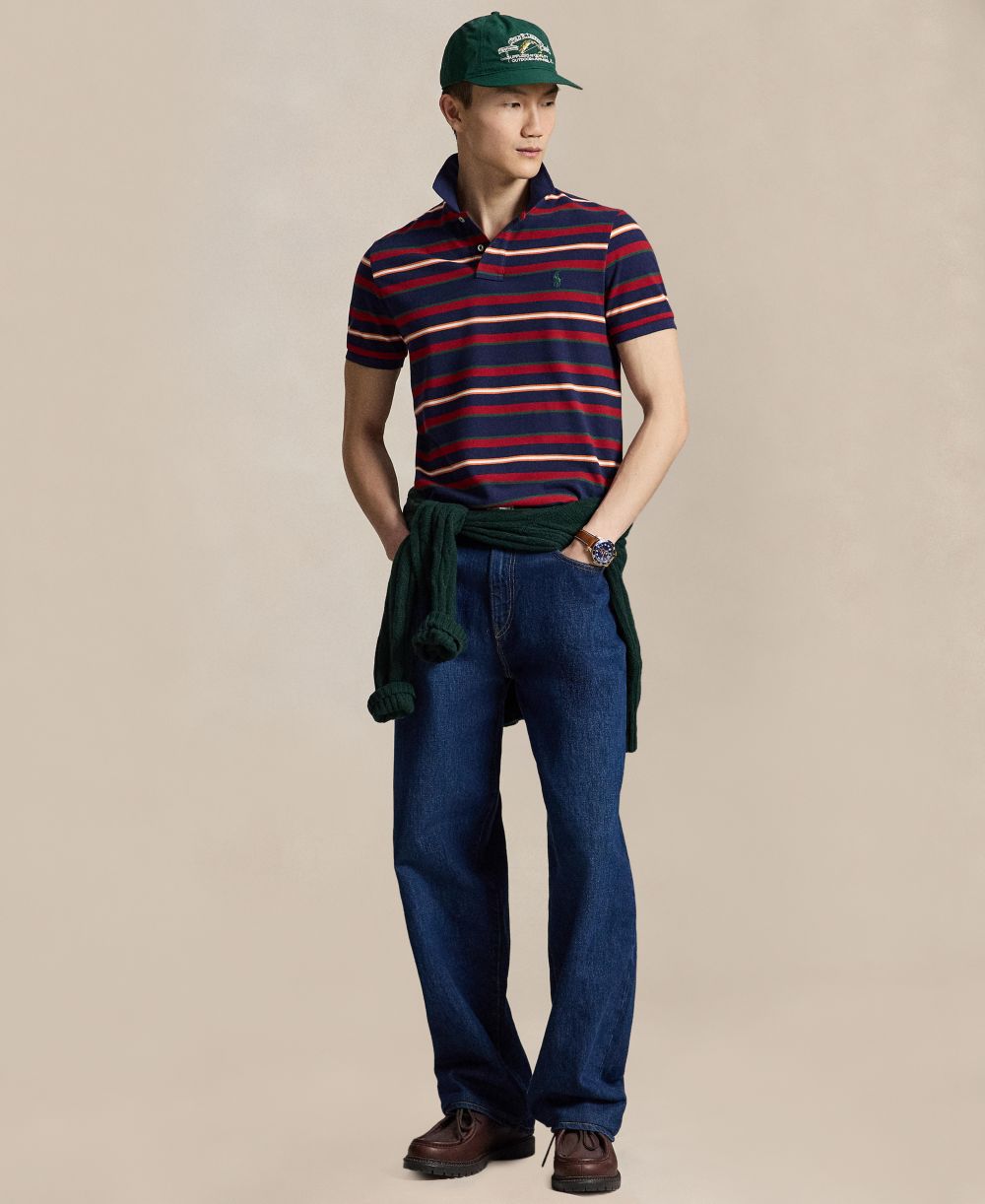 Men's Classic-Fit Stripe Mesh Polo Shirt
