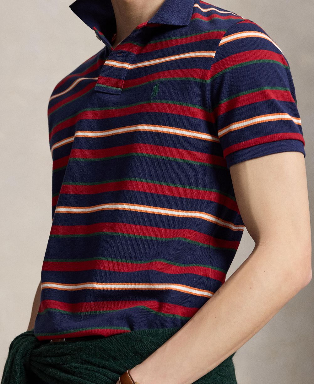 Men's Classic-Fit Stripe Mesh Polo Shirt
