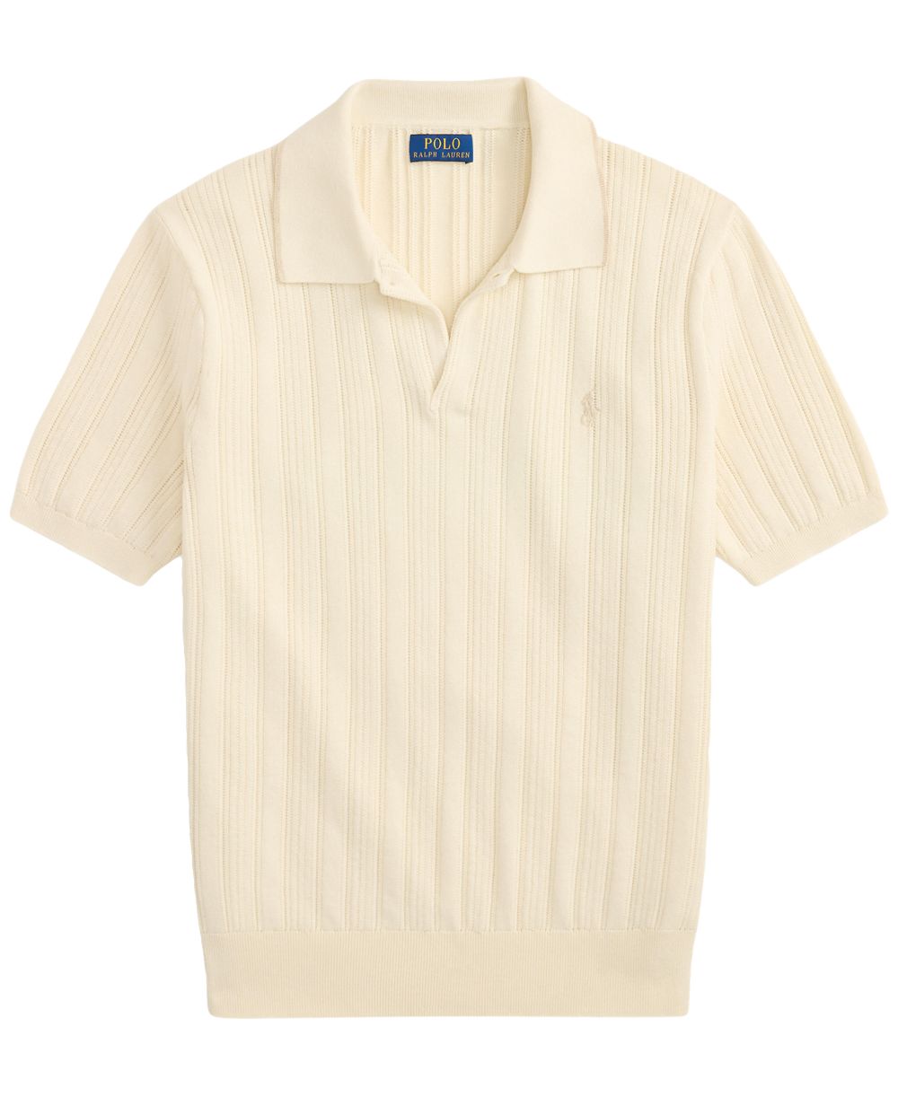 Men's Textured Cotton Polo Shirt