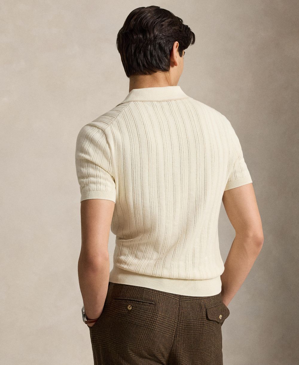 Men's Textured Cotton Polo Shirt