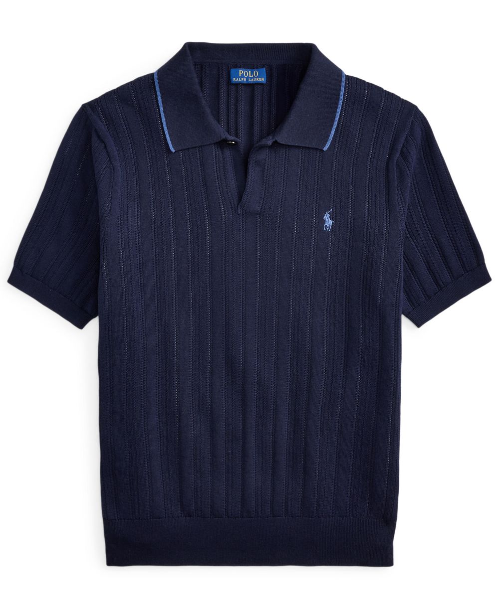 Men's Textured Cotton Polo Shirt