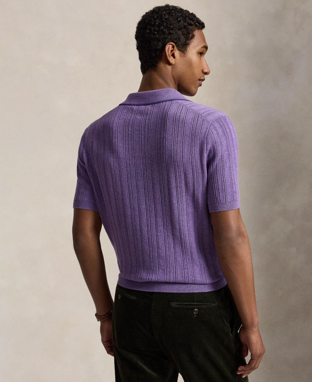 Men's Textured Cotton Polo Shirt