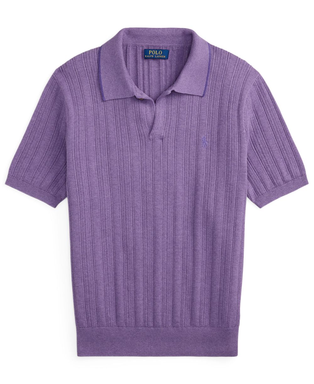 Men's Textured Cotton Polo Shirt