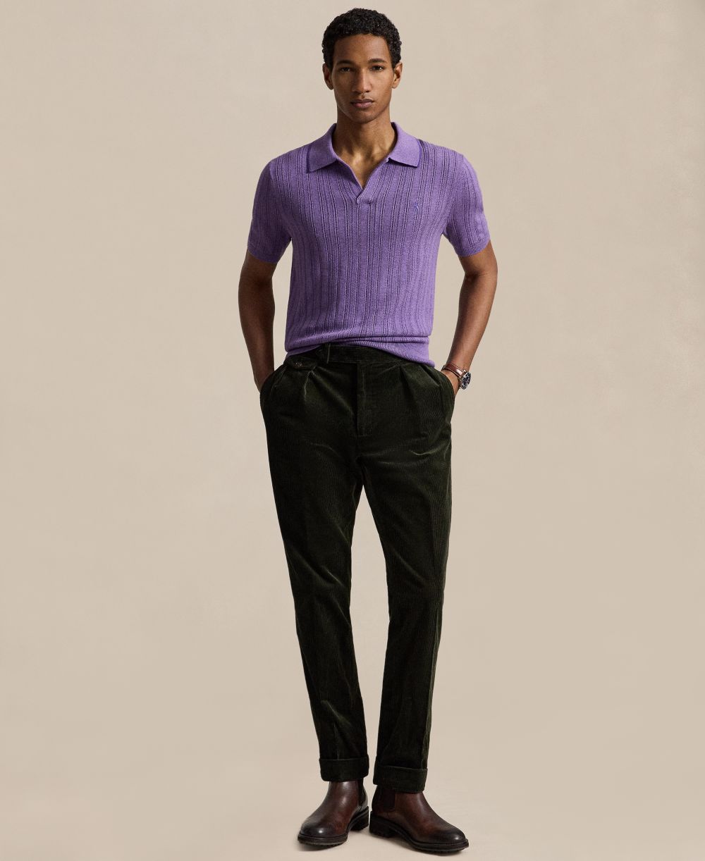 Men's Textured Cotton Polo Shirt