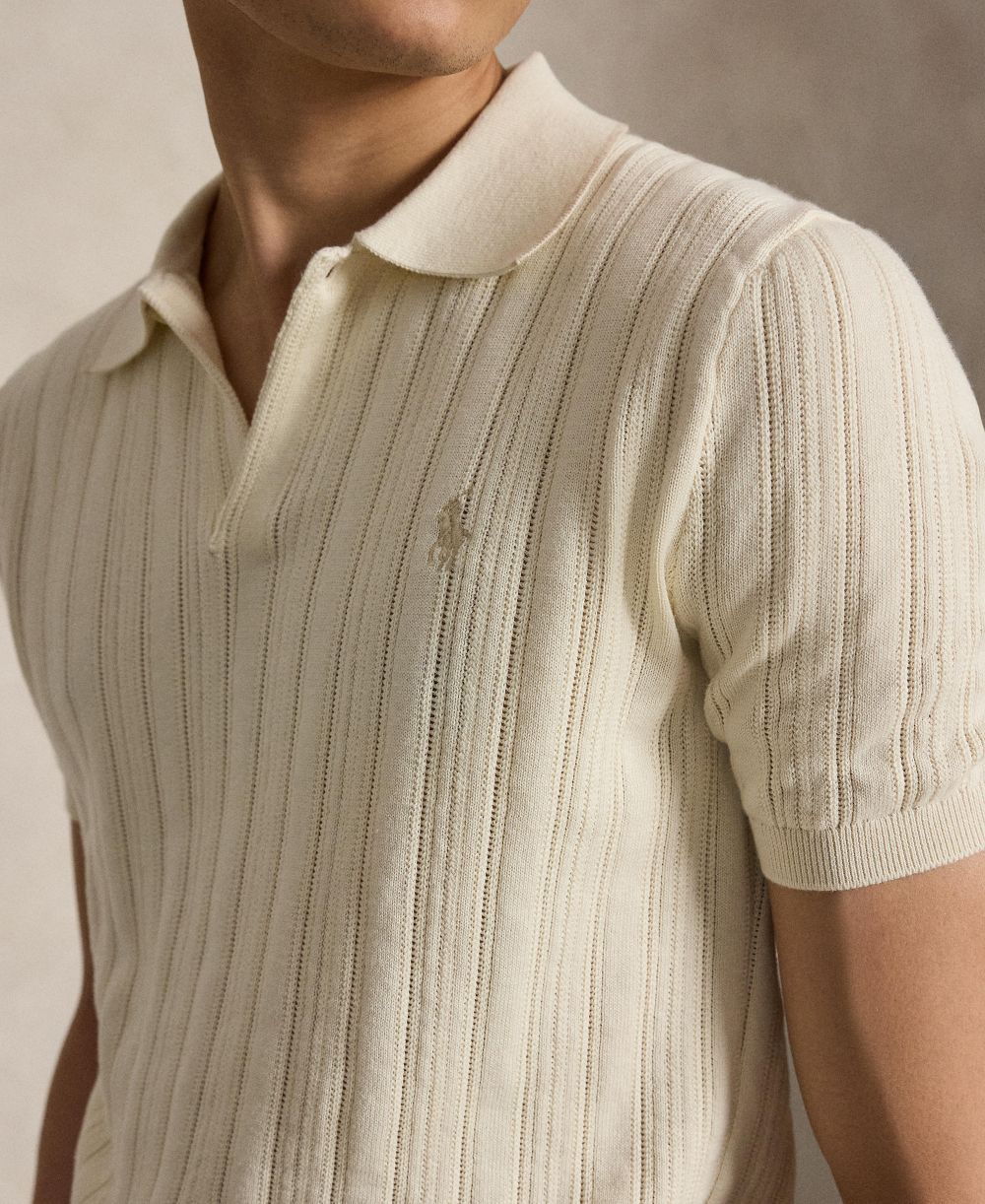Men's Textured Cotton Polo Shirt