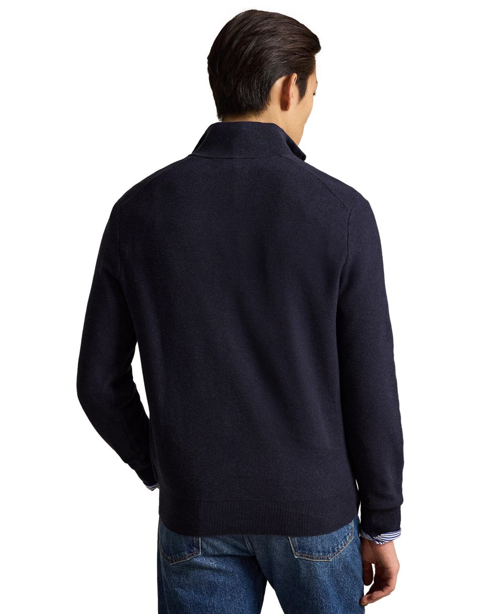 Men's Mesh-Knit Cotton Quarter-Zip Sweater