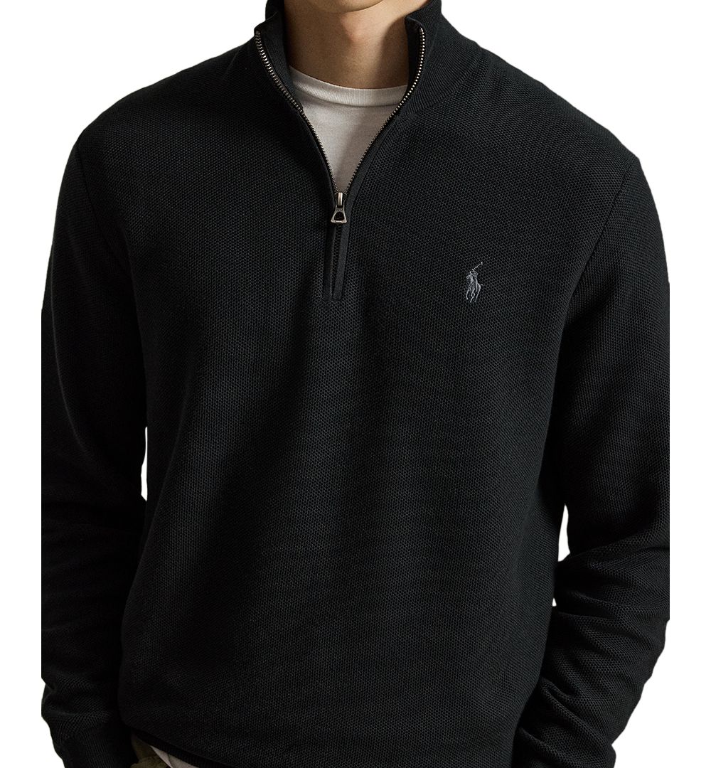 Men's Mesh-Knit Cotton Quarter-Zip Sweater