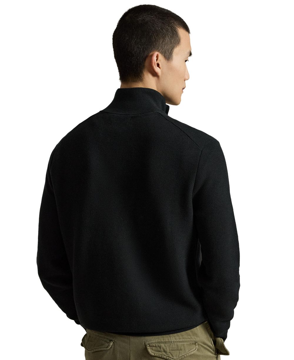 Men's Mesh-Knit Cotton Quarter-Zip Sweater
