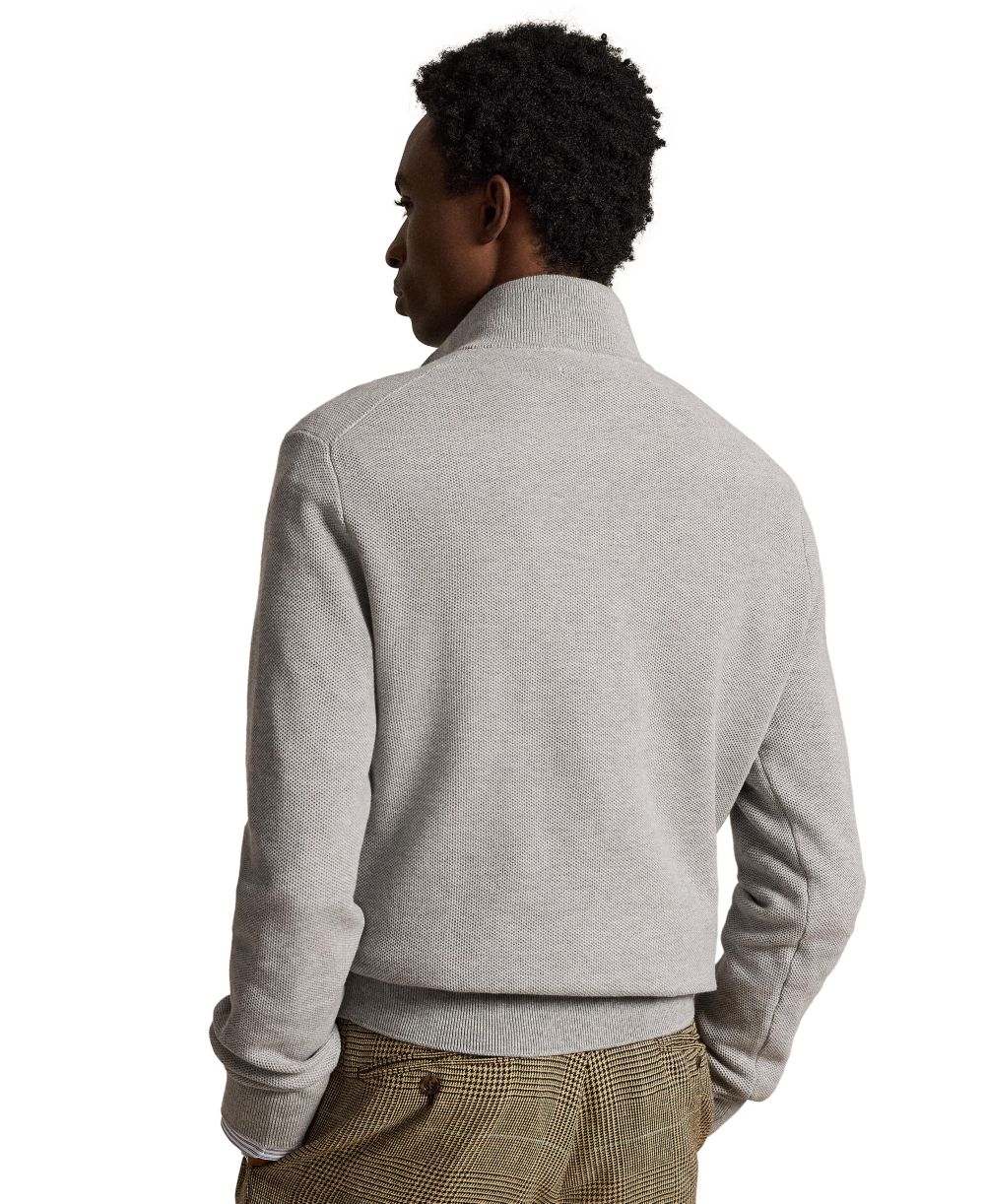 Men's Mesh-Knit Cotton Quarter-Zip Sweater