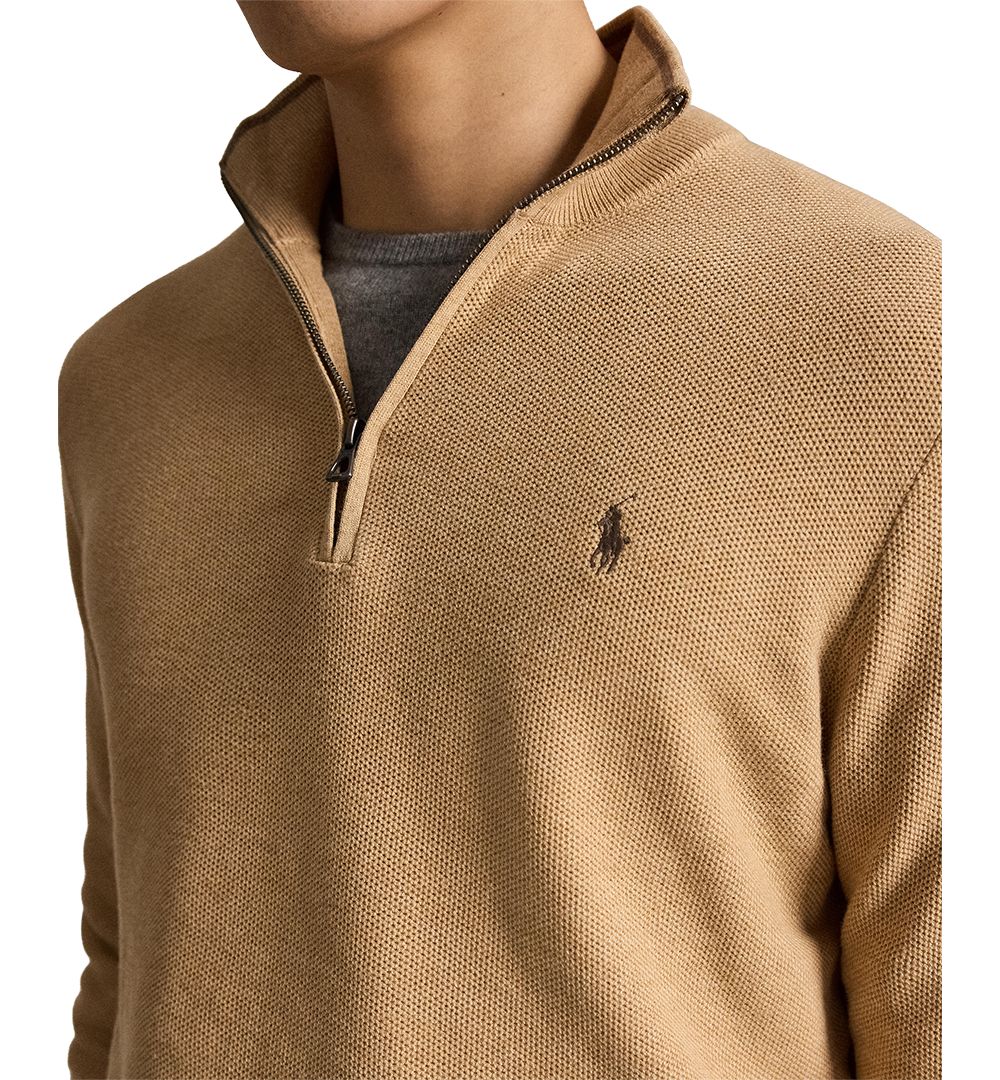 Men's Mesh-Knit Cotton Quarter-Zip Sweater