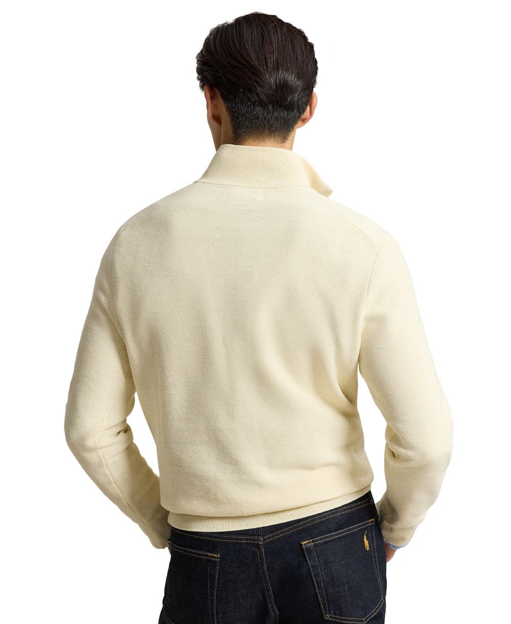 Men's Mesh-Knit Cotton Quarter-Zip Sweater