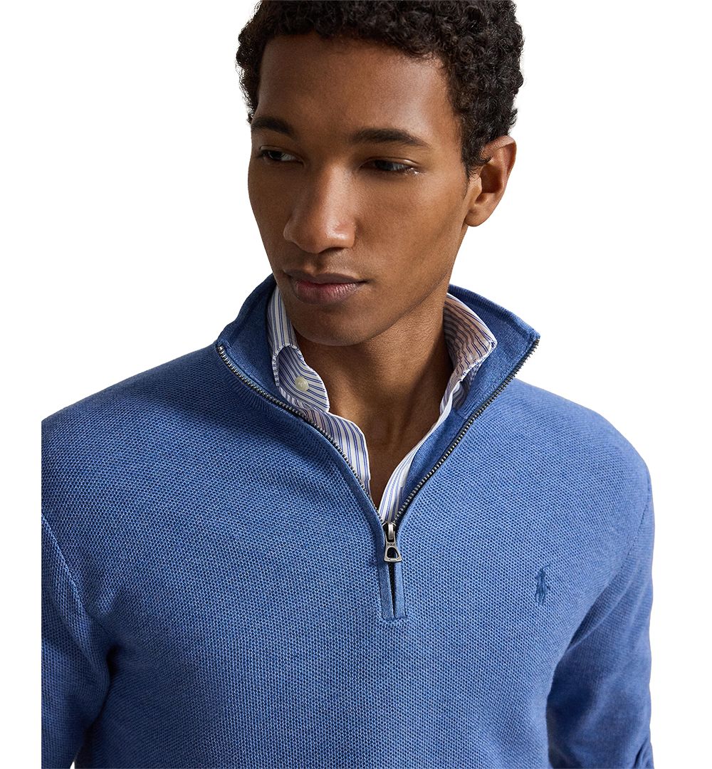 Men's Mesh-Knit Cotton Quarter-Zip Sweater