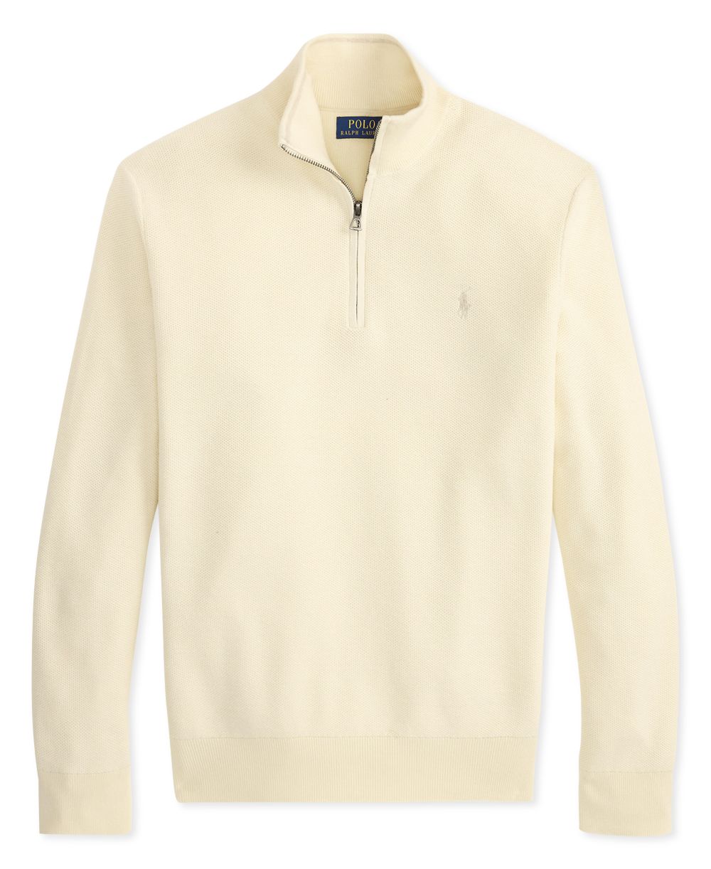 Men's Mesh-Knit Cotton Quarter-Zip Sweater