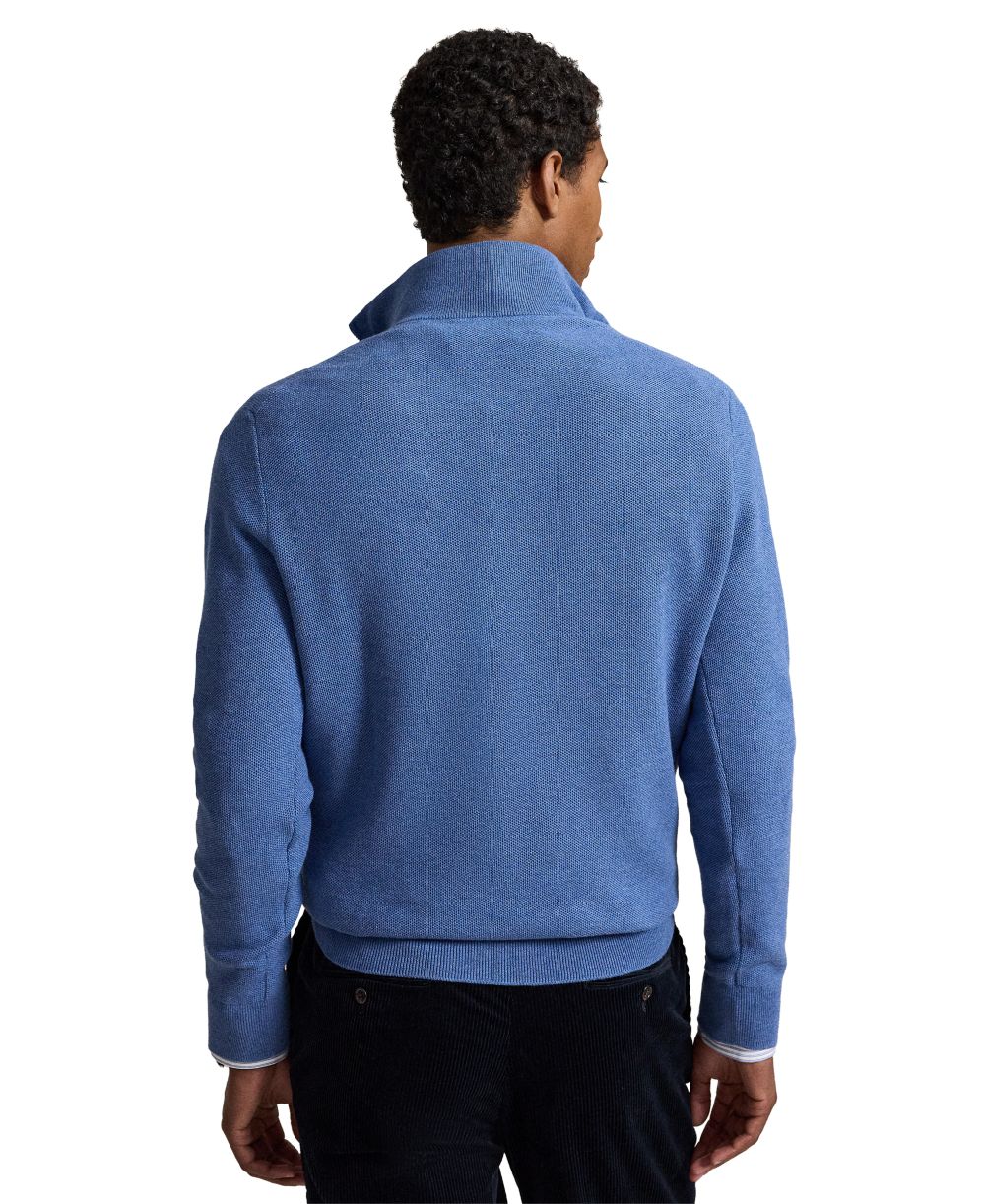 Men's Mesh-Knit Cotton Quarter-Zip Sweater