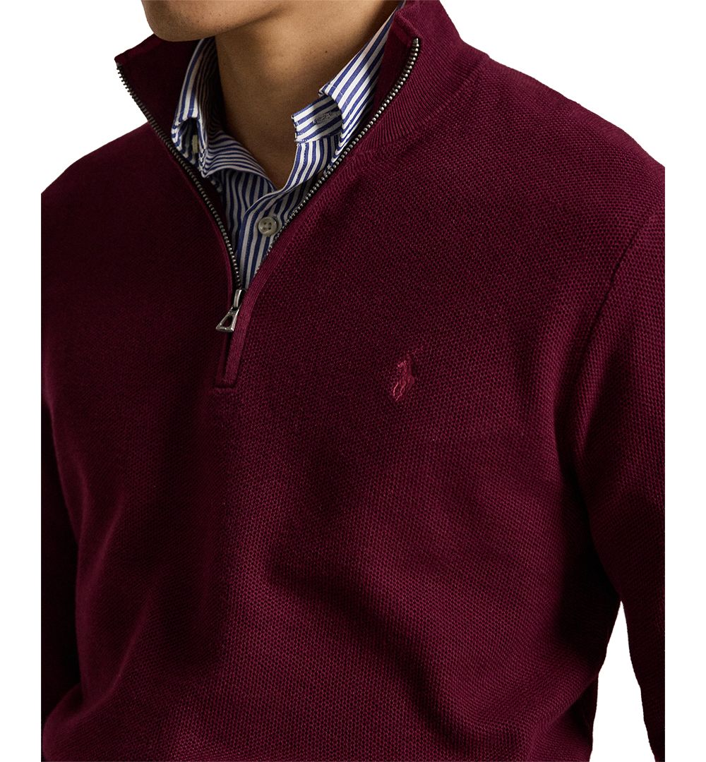Men's Mesh-Knit Cotton Quarter-Zip Sweater