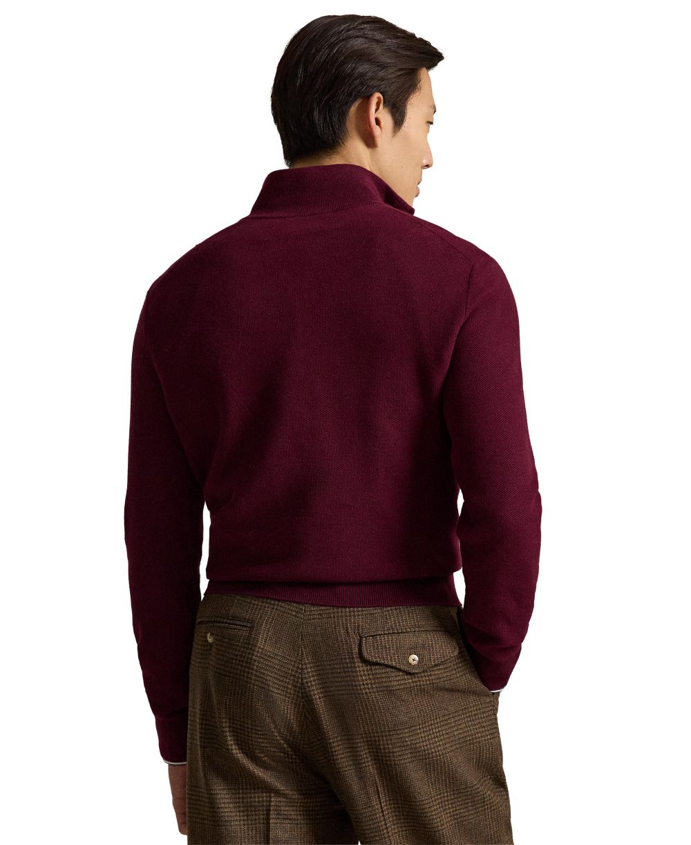 Men's Mesh-Knit Cotton Quarter-Zip Sweater