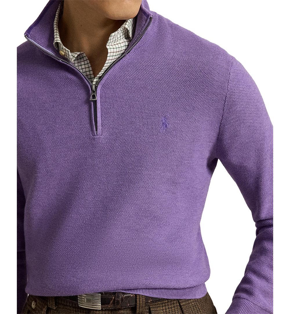 Men's Mesh-Knit Cotton Quarter-Zip Sweater