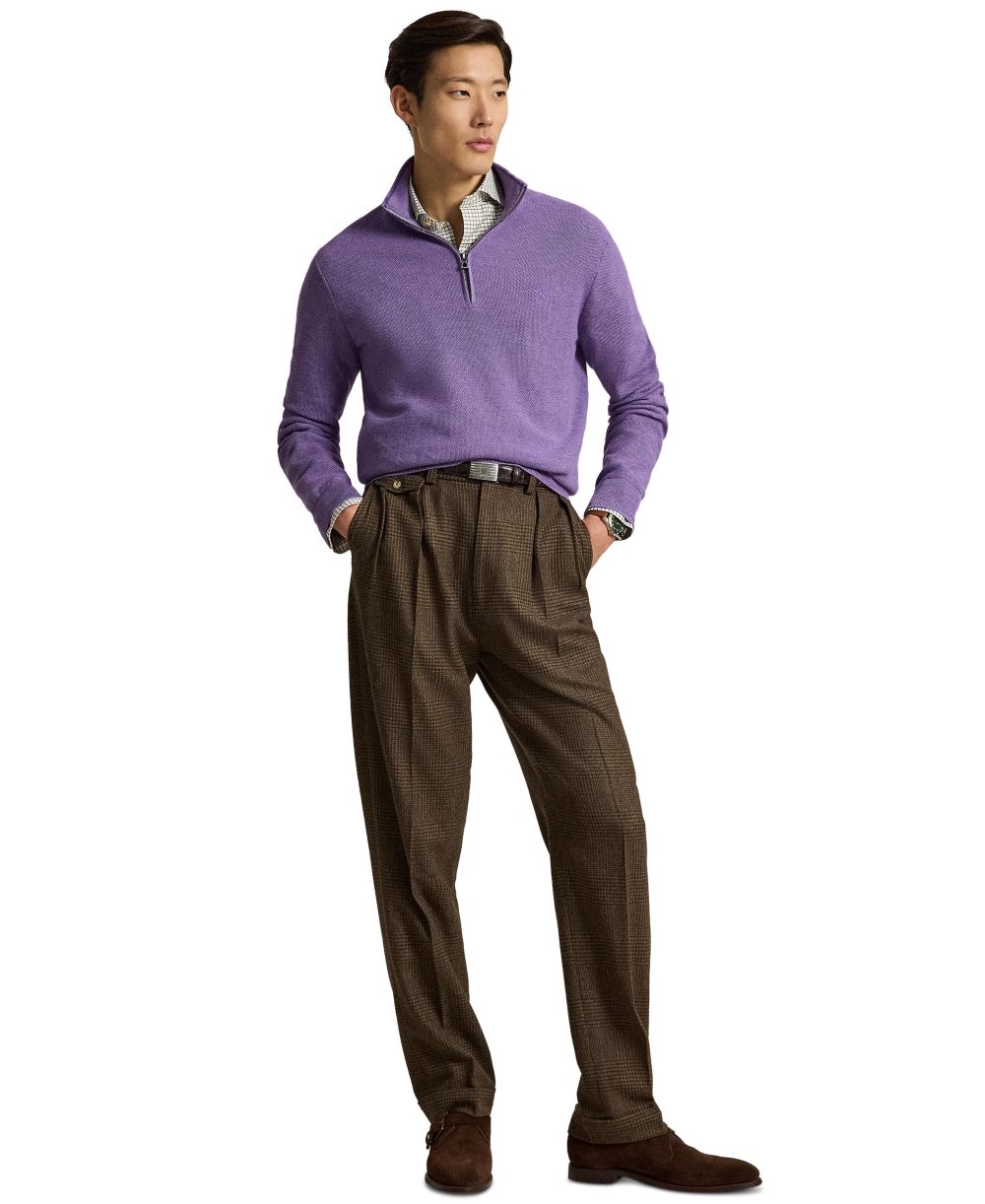 Men's Mesh-Knit Cotton Quarter-Zip Sweater