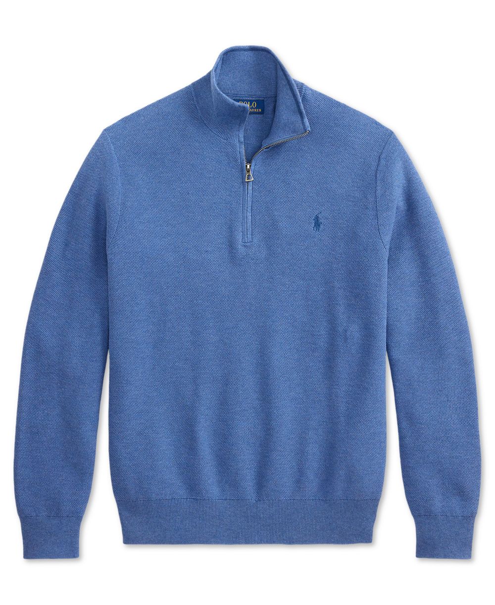 Men's Mesh-Knit Cotton Quarter-Zip Sweater