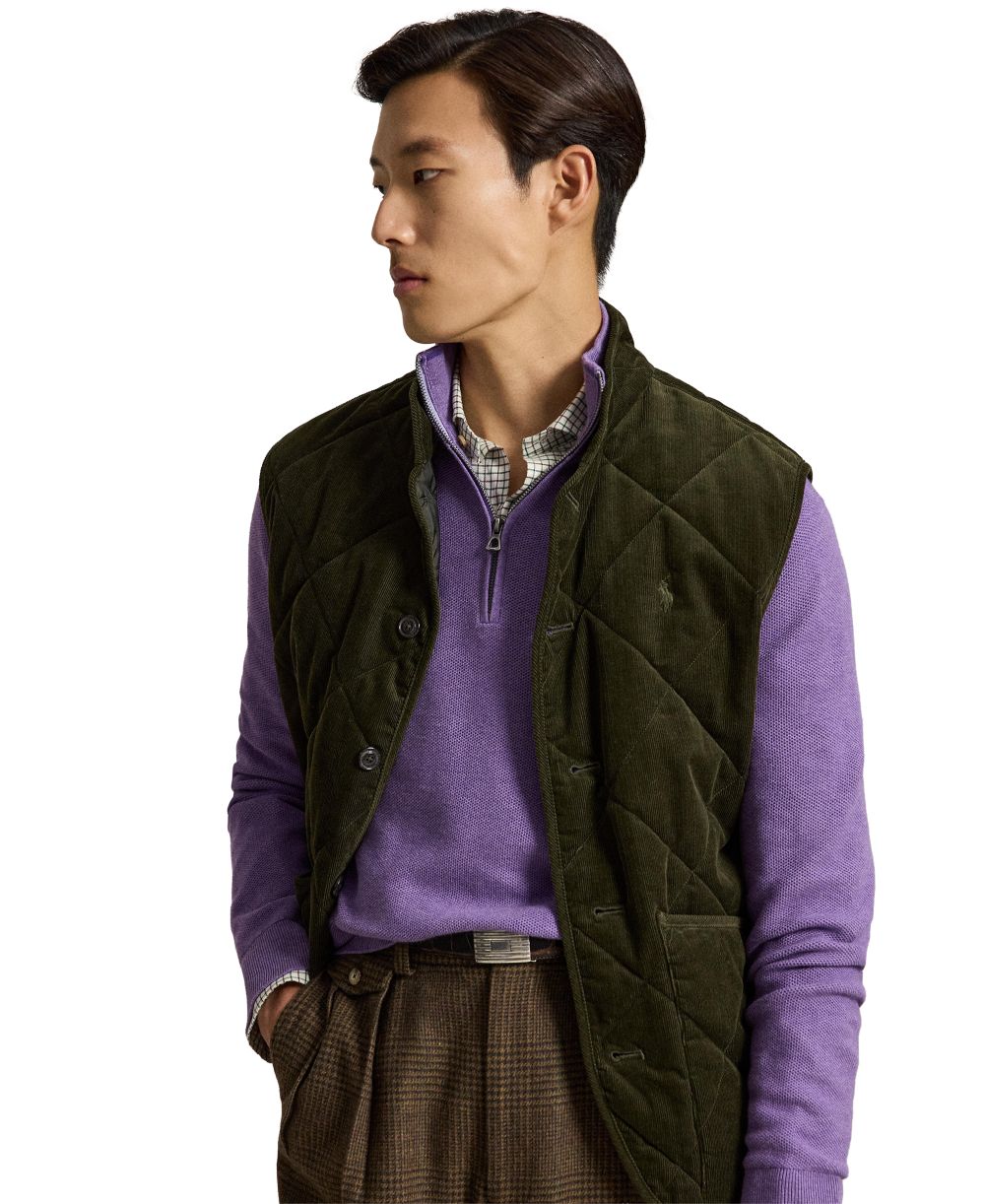 Men's Mesh-Knit Cotton Quarter-Zip Sweater