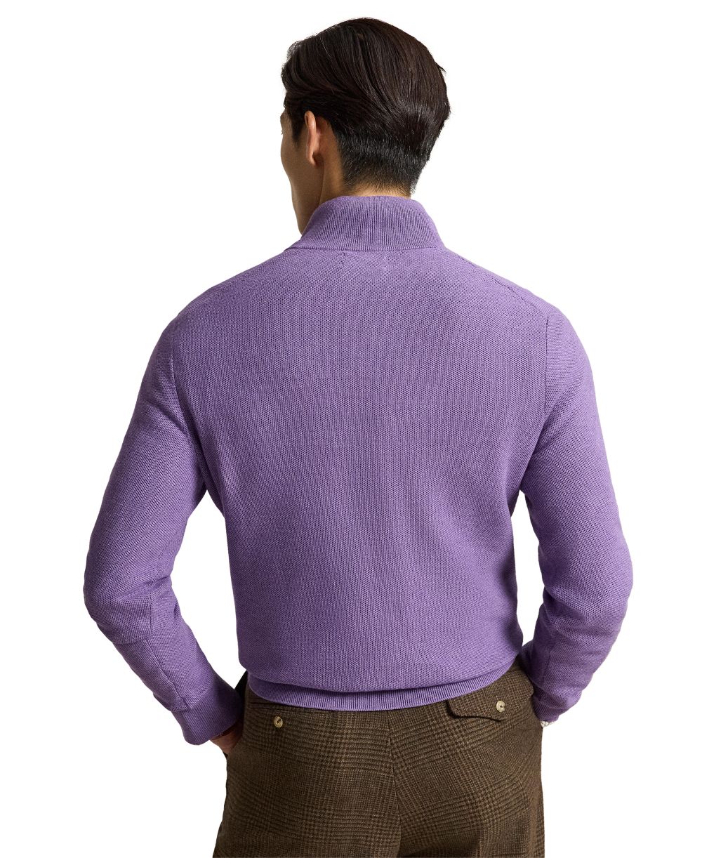 Men's Mesh-Knit Cotton Quarter-Zip Sweater