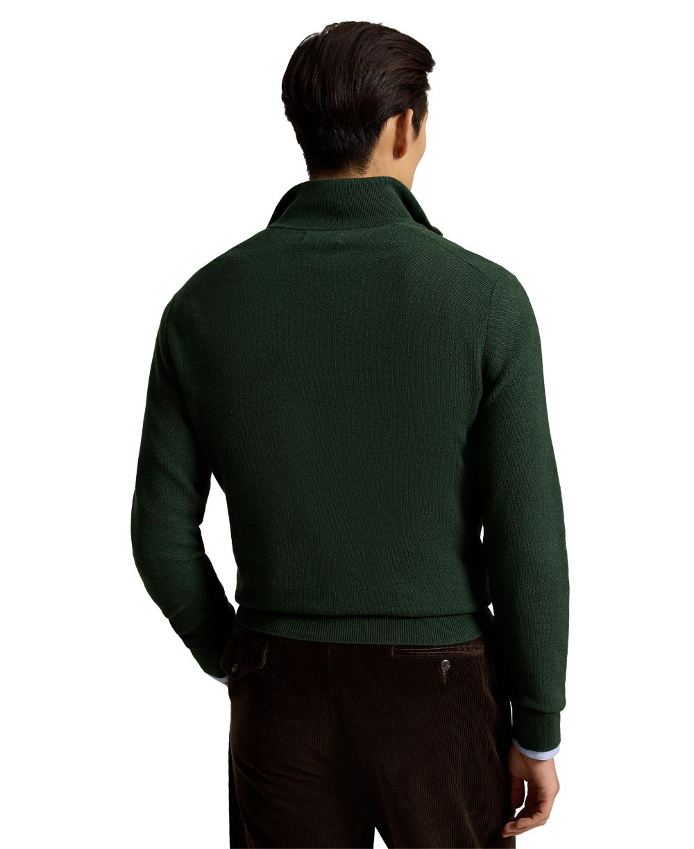 Men's Mesh-Knit Cotton Quarter-Zip Sweater