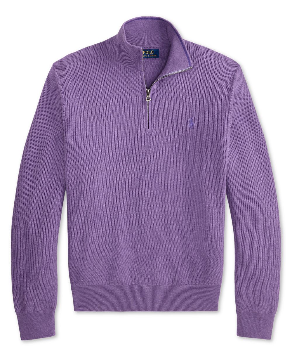 Men's Mesh-Knit Cotton Quarter-Zip Sweater