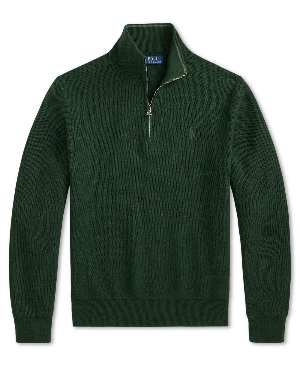 Men's Mesh-Knit Cotton Quarter-Zip Sweater