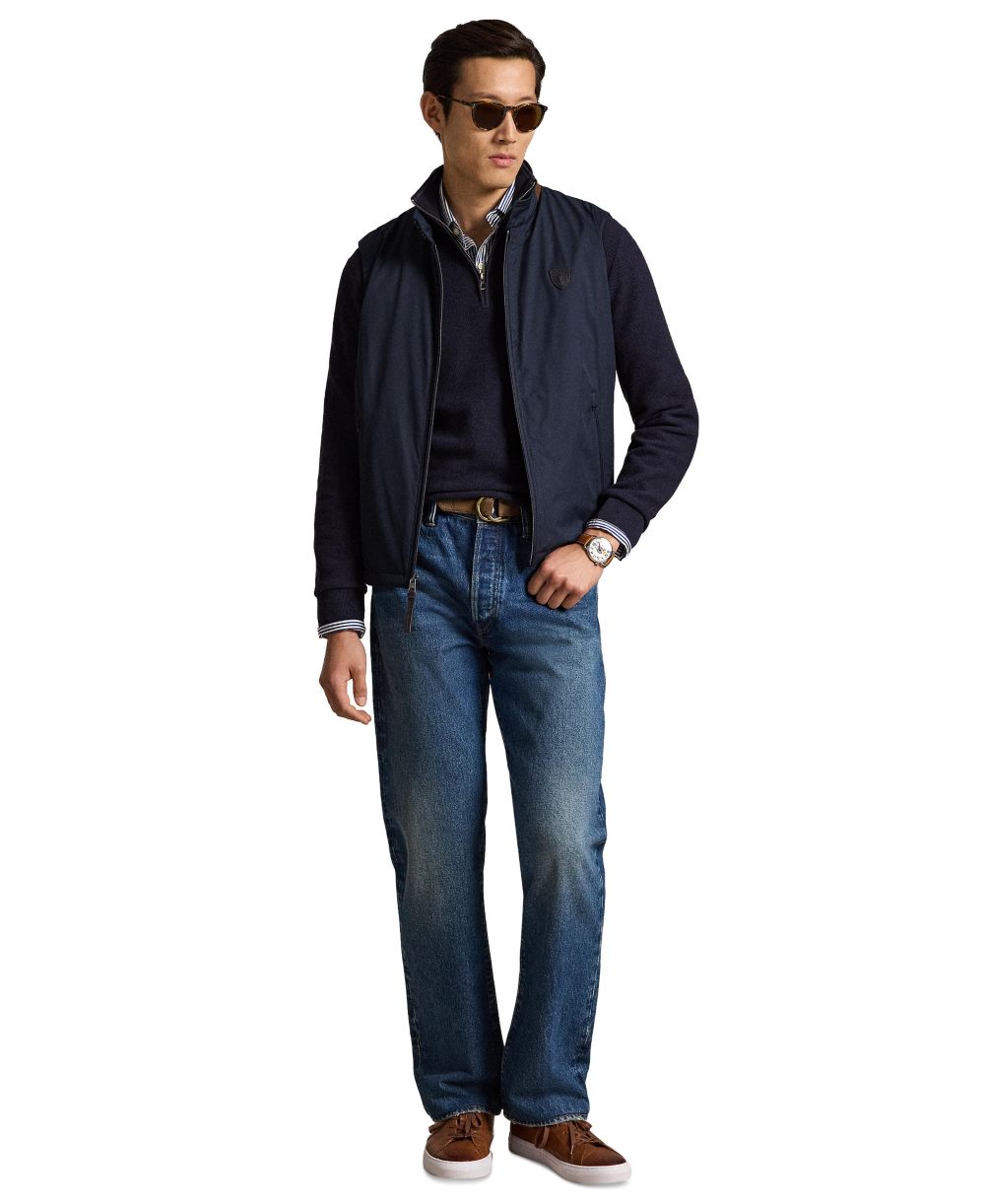 Men's Mesh-Knit Cotton Quarter-Zip Sweater