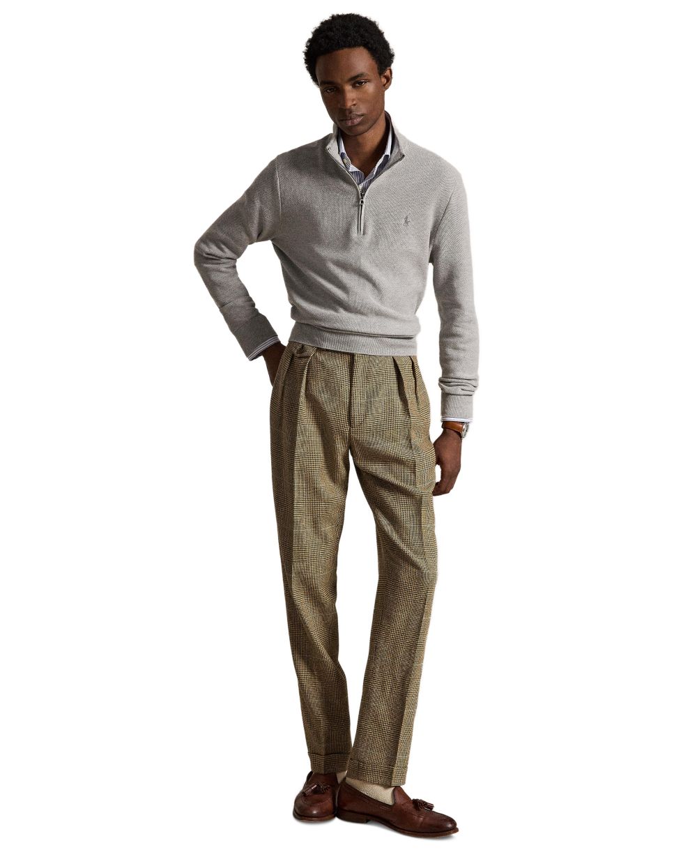 Men's Mesh-Knit Cotton Quarter-Zip Sweater