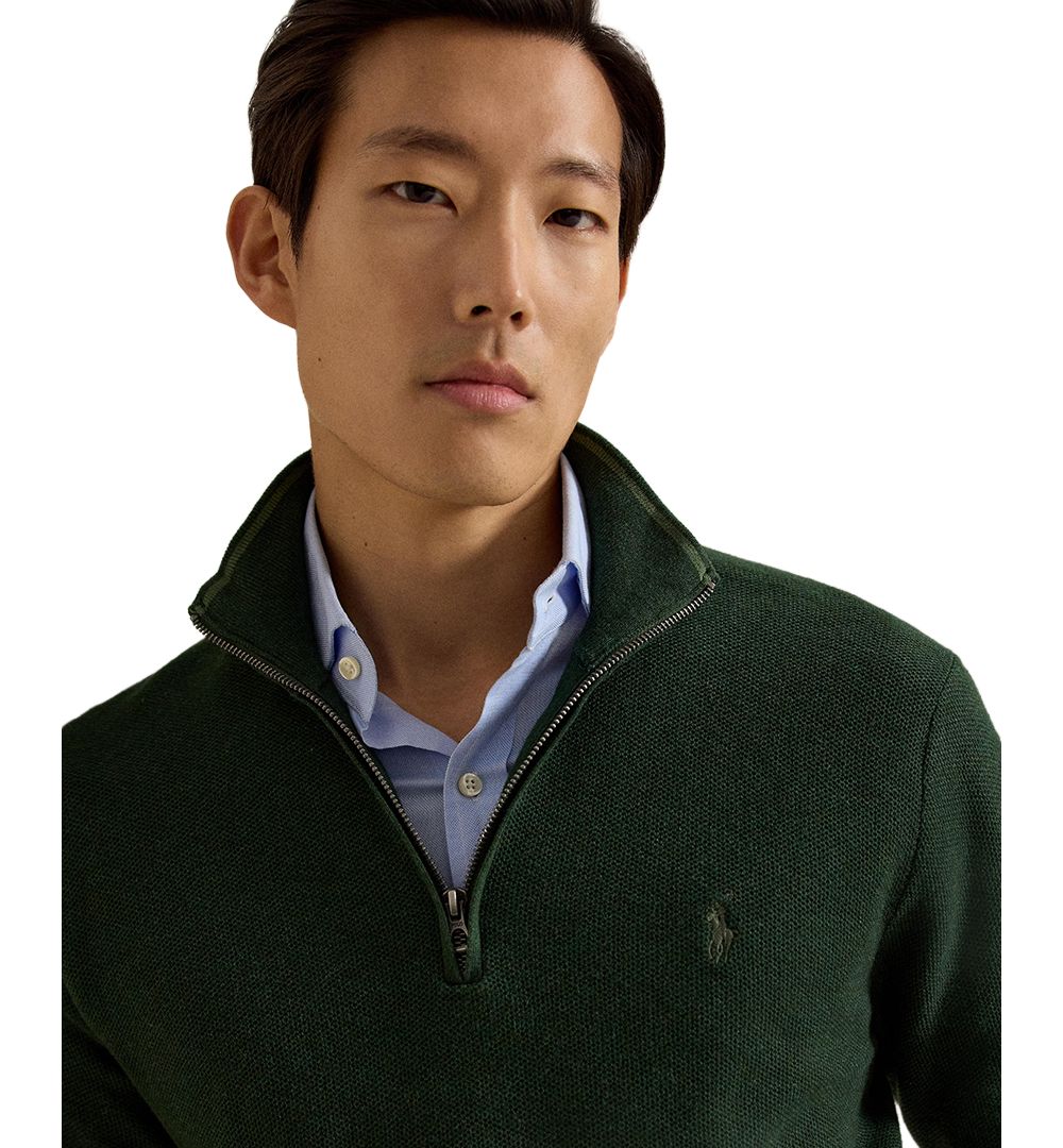 Men's Mesh-Knit Cotton Quarter-Zip Sweater