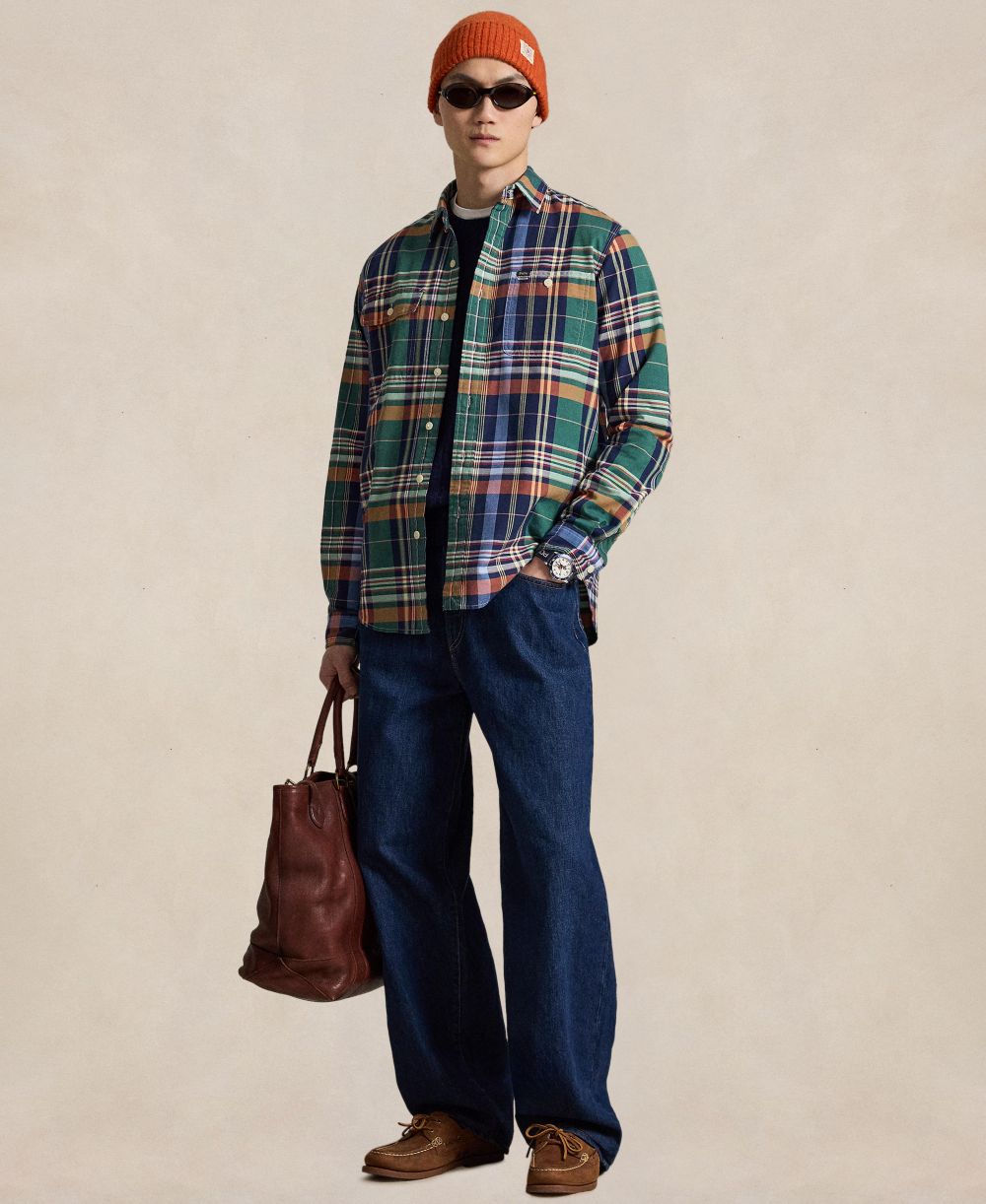 Men's Classic Fit Plaid Brushed Oxford Shirt