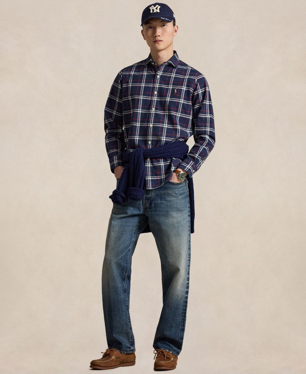Men's Classic Fit Plaid Brushed Oxford Shirt