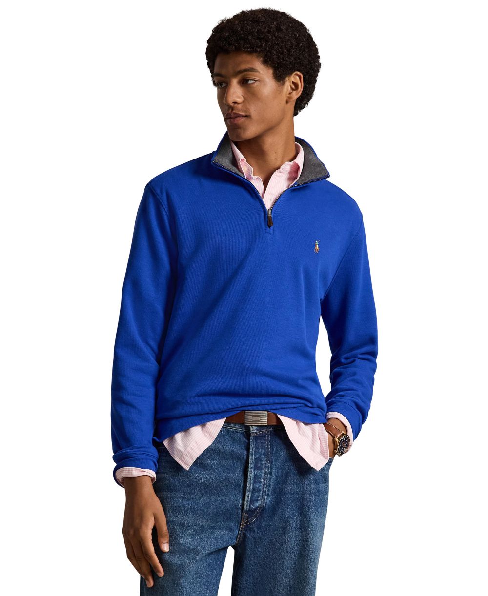 Men's Estate-Rib Cotton Quarter-Zip Sweater