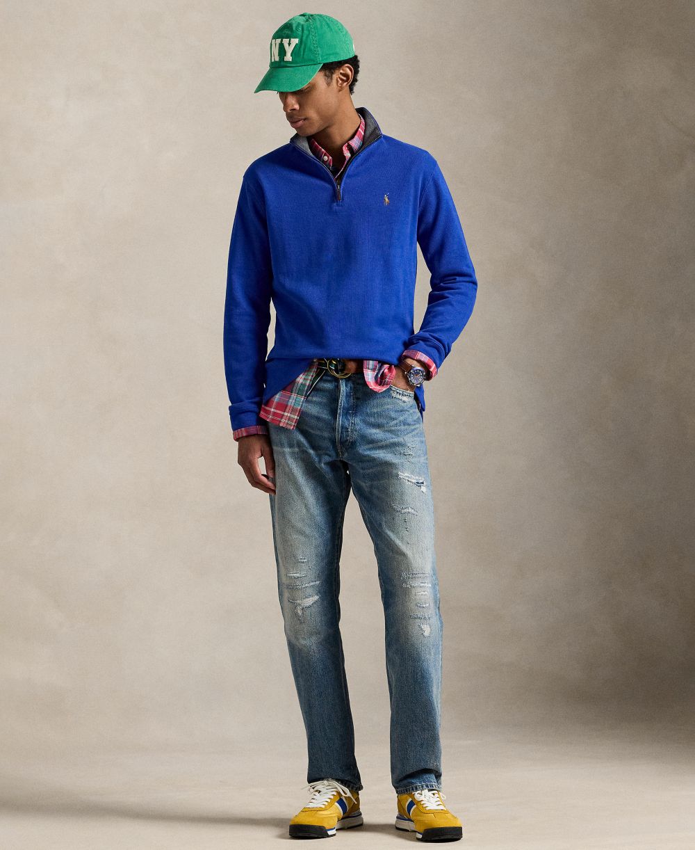 Men's Estate-Rib Cotton Quarter-Zip Sweater
