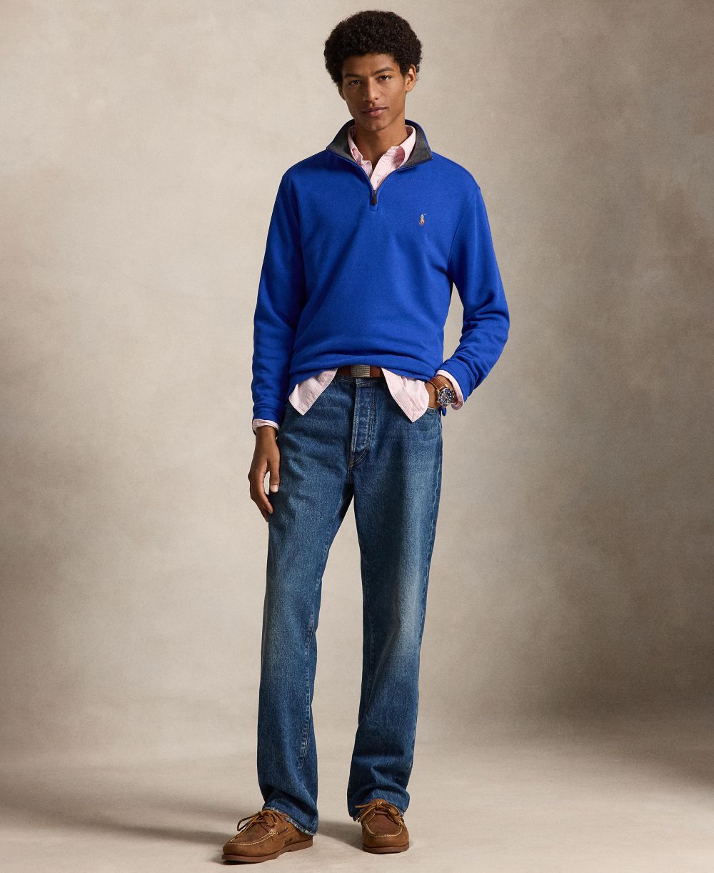 Men's Estate-Rib Cotton Quarter-Zip Sweater