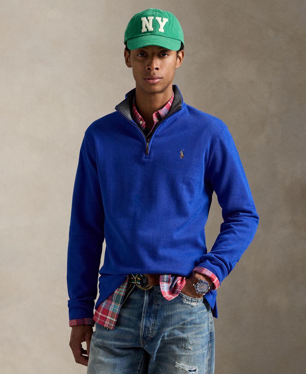 Men's Estate-Rib Cotton Quarter-Zip Sweater