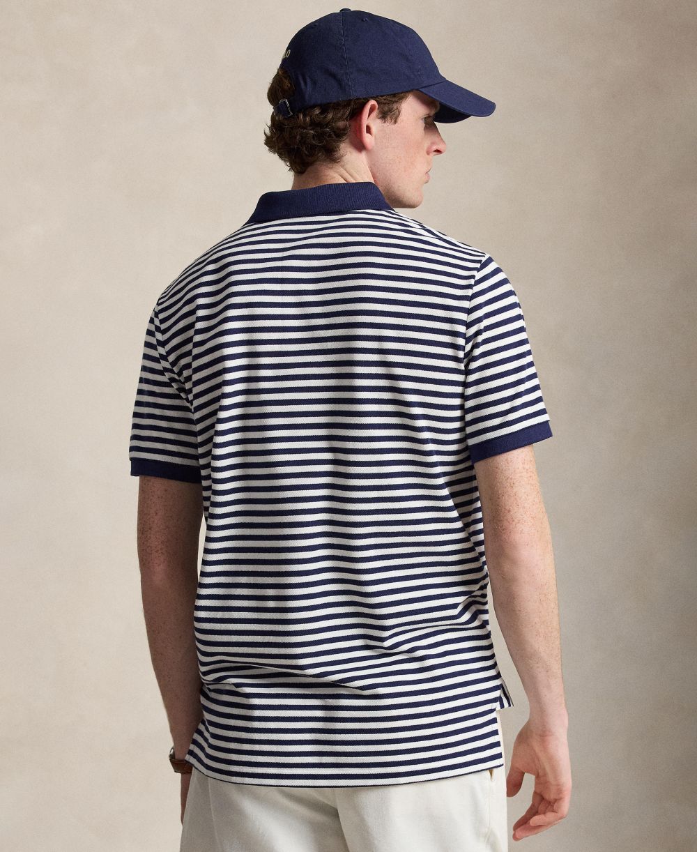 Classic Fit Striped Mesh Polo Shirt