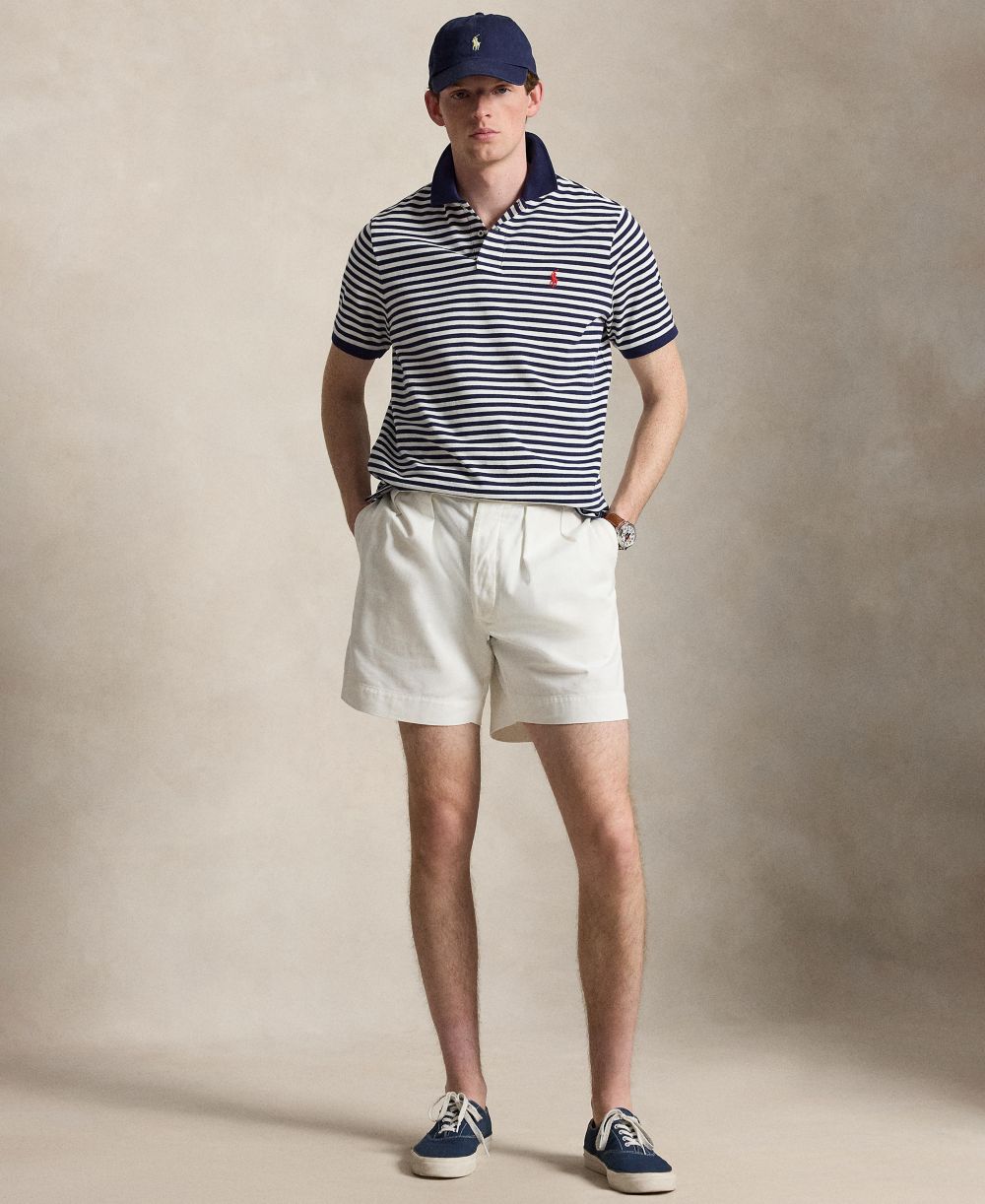 Classic Fit Striped Mesh Polo Shirt