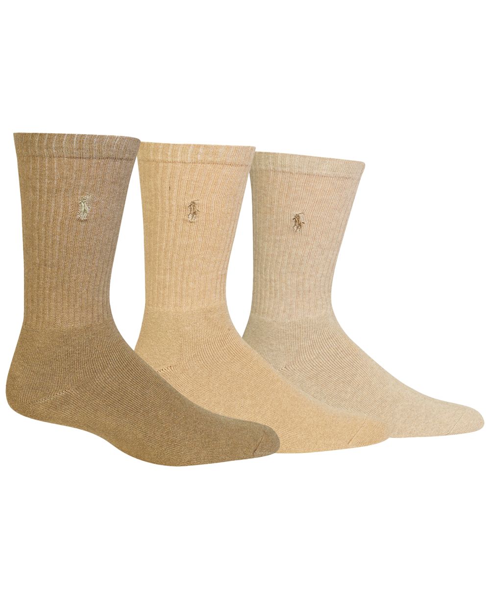 Men's Ribbed Cushion Foot Crew Socks, 3-Pack
