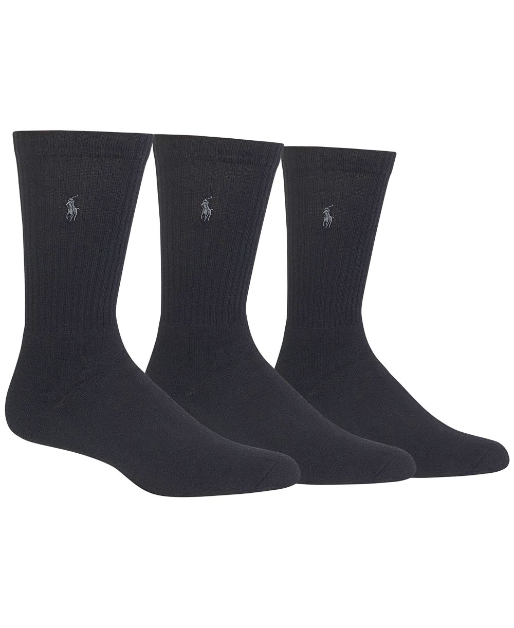 Men's Ribbed Cushion Foot Crew Socks, 3-Pack