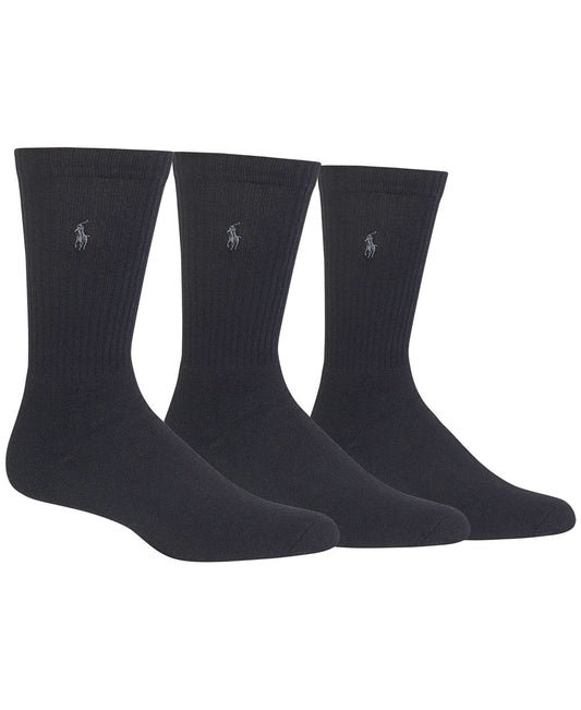 Men's Ribbed Cushion Foot Crew Socks, 3-Pack